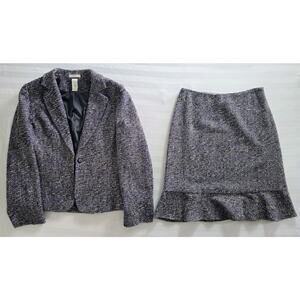 Vintage Liz Claiborne Women's 10 Boucle Tweed Skirt Suit Set Purple Blue EUC